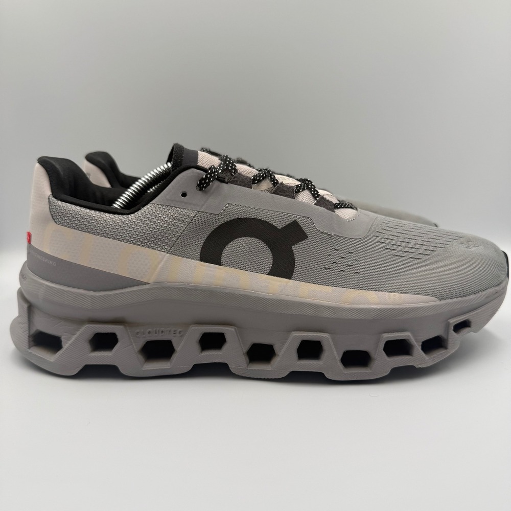 On Cloudmonster Men Size 11 Grey Running Shoes Athletic Sneakers CloudTec Helion
